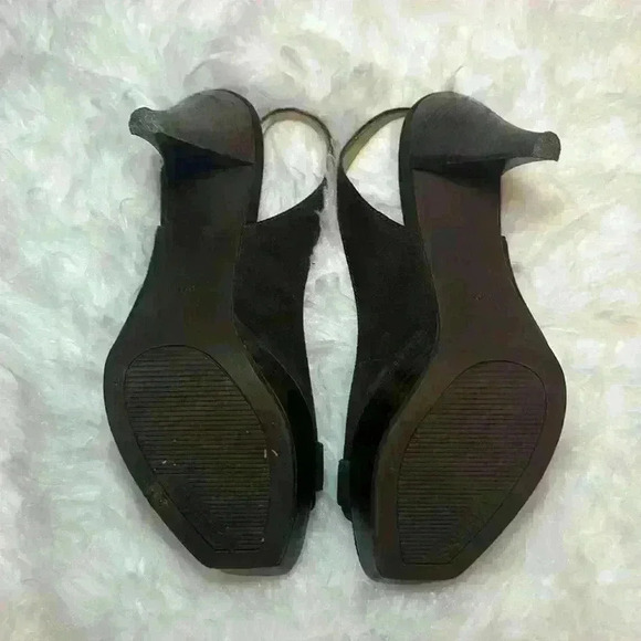 Guess Wgleona Vintage Dark Brown Suede 4” Heels with Back Strap Womens Size 6.5 - Picture 9 of 16